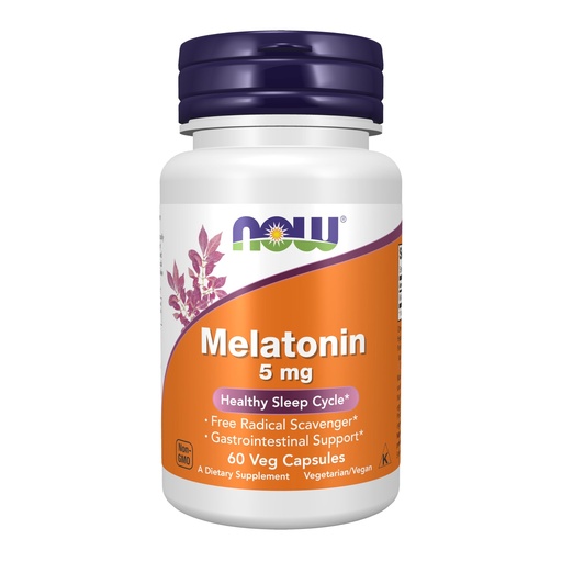 [BRSWIYIDBFYAACDM] NOW Foods Supplements, Melatonin 5 mg, Free Radical Scavenger*, Healthy Sleep Cycle*, 60 Veg Capsules