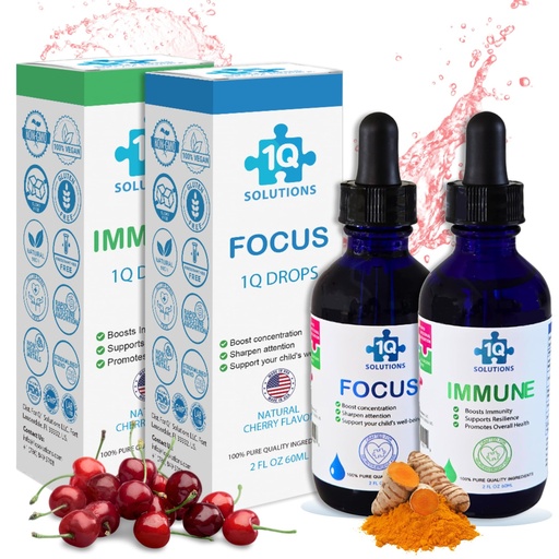 [BRSRE2Y5DMORSETH] Focus + Immune All-in-One Kids Health Support | 2 Liquid Supplements | 100% Natural, Sugar Free, Vegan, Gluten Free & Non-GMO | Loved by Moms: Clean, Safe & Easy-to-Take for Children