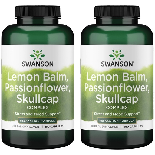 [BRSWGAAKBAHG2FAU] Swanson Lemon Balm Passion Flower Skullcap Complex 180 Capsules (2 Pack)