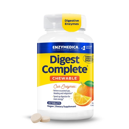 [BRSWKYQ7OF6WY2DE] Enzymedica Digest Complete Chewable - Digestive Enzyme Supplement for Women & Men, Chewable Enzyme Tablets for Digestion, Gut Health Support, Helps Gas & Bloating, Energy Support, Vegan - 30 Tablets