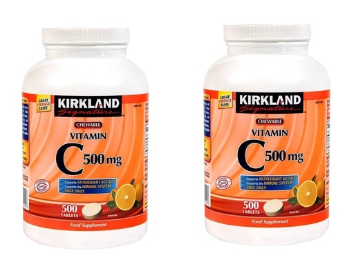[BRSWKF37AINA2AD6] Kirkland Vitamin C (500 mg), Tangy Orange, Chewable Tablets, 500 Count (Pack of 2)