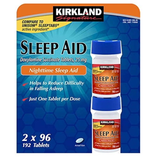 [BRSWIZYKO4JQECD2] Kirkland Signature Nighttime Sleep Aid (Doxylamine Succinate 25 Mg), 96 Tablets (Pack of 4)