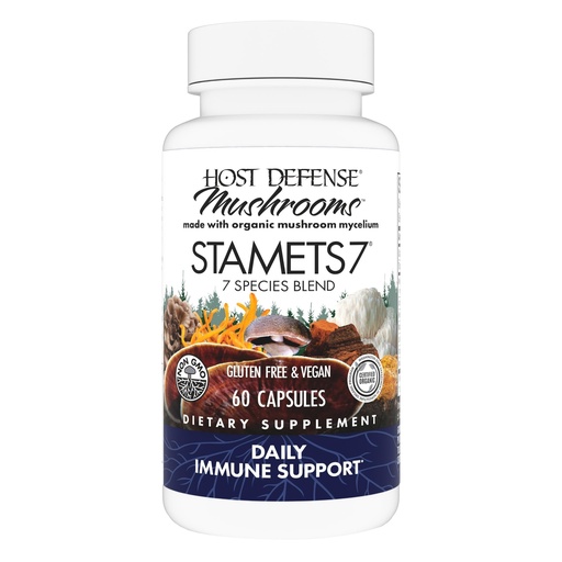 [BRSWIYA6BIPRYF3A] Host Defense Stamets 7-7 Species Blend - Mushroom Supplement for Immune Support - Includes Royal Sun Blazei, Cordyceps, Reishi, Maitake, Lion's Mane, Chaga & Mesima - 60 Capsules (30 Servings)*
