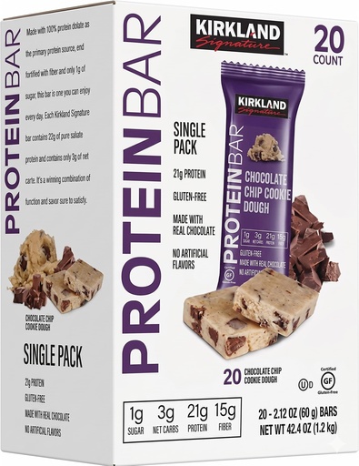 [BRSWG2YYA4BQI2TH] Kirkland Signature Protein Bars Chocolate Chip Cookie Dough, 20-count 2.12OZ