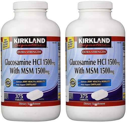 [BRSWGEL6OANBQEI4] Kirkland Signature Glucosamine HCI (Pack of 2) Extra Strength with MSM (375 Count X 2)