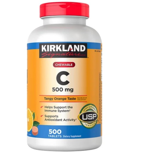 [BRSWIHYZDIOQOHTK] Kirkland Signature Chewable Vitamin C 500 Mg Tangy Orange Taste: 500 Tablets