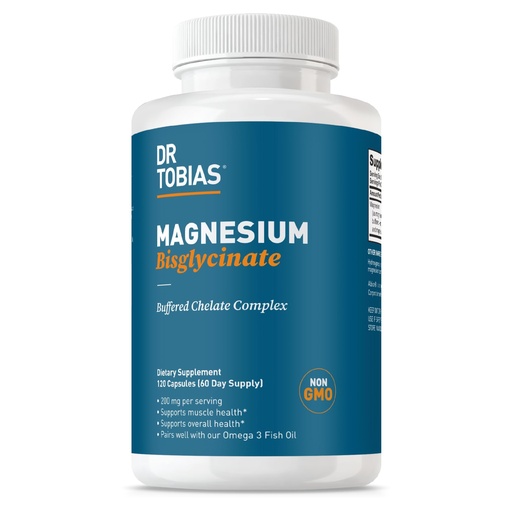[BRSWY2Y5OYCRQE37] Dr. Tobias Magnesium Bisglycinate - High Absorption Magnesium Buffered Chelate Complex 200 mg per Capsule | Supports Energy, Muscle, Bone & Joint Health - Non-GMO Magnesium Supplement, 120 Capsules