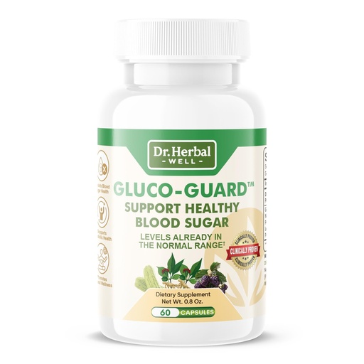 [BRSREYIOA4AWG2YZ] DR. HERBAL WELL Gluco-Guard with Ginseng Plus Supplement Supports Healthy Blood Sugar Levels Already Within Normal Range. No Added Vitamins, Minerals 100% Natural Ingredients (60 Capsules)