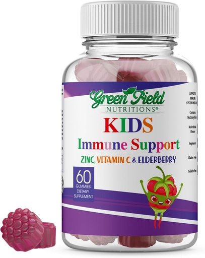 [BRSW2AYNDEIW2A3J] Greenfield Nutritions Halal Immune Support Elderberry Gummies for Kids - Supports Your Immune System Naturally with Halal Zinc and Vitamin C Gummy Halal Vitamins - 60 Delicious Kids Gummy Vitamins