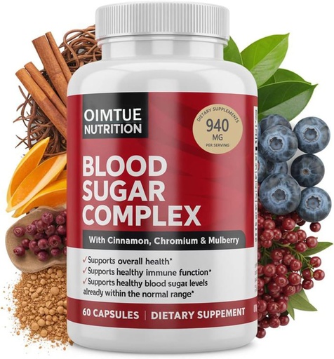 [BRSRE2YQC4GQIAL5] Blood Sugar Complex Supplement – Levels with Cinnamon, Chromium & Bitter Melon ，20 Active Ingredients，Non-GMO, 60 Capsules (1pcs)