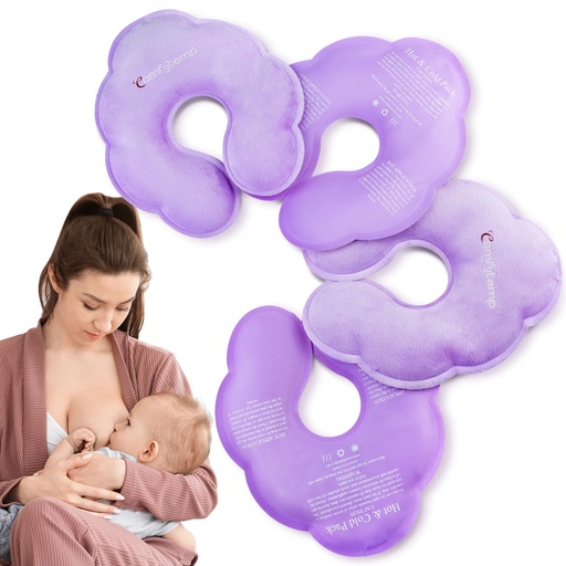 [BRSRAHDQAUJRQA37] Comfytemp Breast Ice Packs, FSA Eligible HSA, Breastfeeding Therapy Packs, Larger Dual-Sided Hot & Cold Breast Gel Ice Pads, Reusable Nursing Pads Breastfeeding Postpartum Essentials, 4Pack