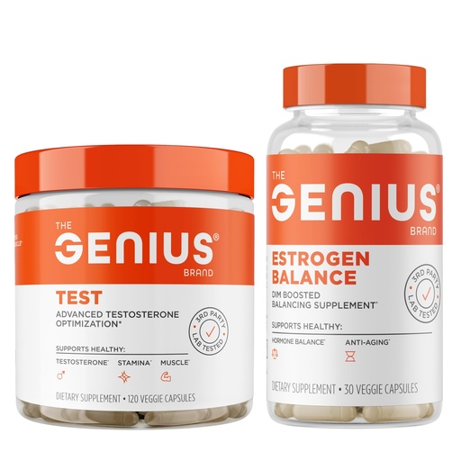[BRSW2FIFOQMW2CD7] Genius Test, Advanced Testosterone Booster for Men + Genius Estrogen Balance (HIMS & Hers Bundle)