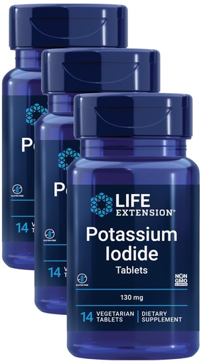 [BRSROAT7OAAWMG35] Life Extension Potassium Iodide 130mg 14 Tablets (Pack of 3)