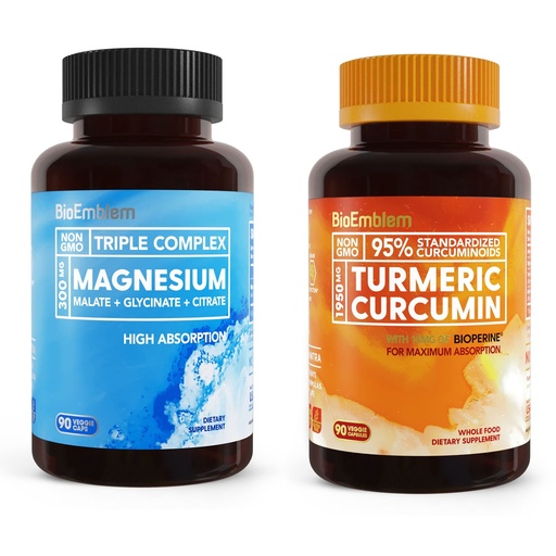 [BRSRMYD6CQOWEYDB] BioEmblem Triple Magnesium Complex and BioEmblem Turmeric Curcumin Supplement with BioPerine