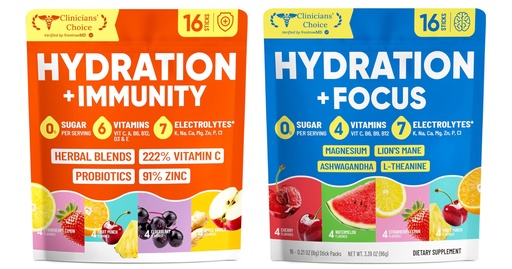 [BRSRGC35CAMWYF37] Venture Pal 2-in-1 Hydration Electrolytes Bundle – Focus & Immune Support Powder Packets, 7 Electrolytes, Vitamins, Magnesium, Lion’s Mane, L-Theanine, Elderberry, Sugar Free Drink Mix, 32 Sticks