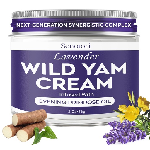 [BRSRECTYO4NAYDQU] Lavender Wild Yam Cream for Women Hormone Balance, Evening Primrose infused for Menopause Support, Moisturizing Self Care for Hot Flashes, Night Sweats, Relaxation Gifts for Women