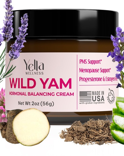 [BRSREFINCFYBQ3IV] Wild Yam Cream for Hormone Balance – Progesterone Cream Alternative for PMS & Menopause Relief – Made with Organic Hormone Balancing Extracts - 2oz