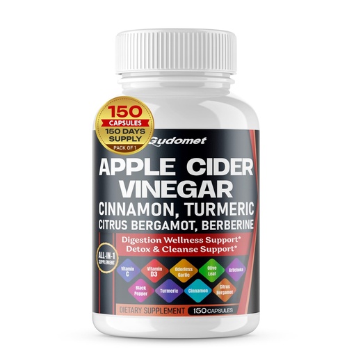 [BRSRAZT4ORYRMA3J] Apple Cider Vinegar Ceylon Cinnamon Turmeric Odorless Garlic Olive Leaf Artichoke Black Pepper -150 Capsules