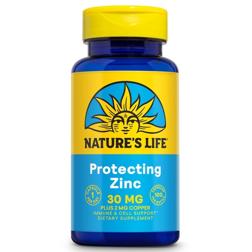 [BRSWIYT3OMABGFLE] Nature's Life Zinc Picolinate 30mg Plus 2mg of Copper - Chelated Zinc Supplement for Immune, Cardiovascular, Skin, Cellular Function, and Muscle Support - 60-Day Guarantee - 100 Servings, 100 Capsules