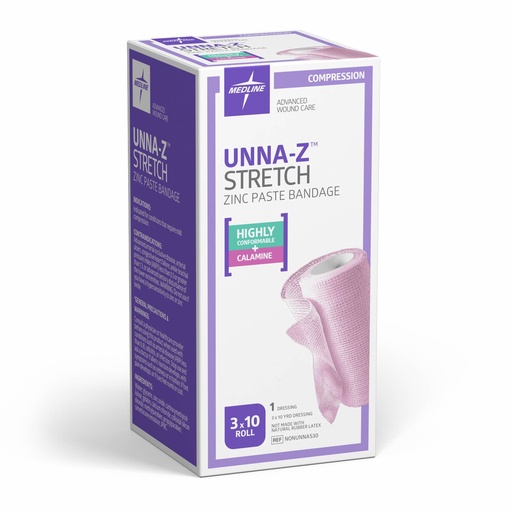 [BRSWGFABA4HGGYL5] Medline Unna-Z Stretch Zinc Oxide Compression Bandage with Calamine, 3" x 10 yd., Ideal for Conditions Requiring Mild Compression