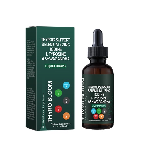 [BRSRGZQ7DMHAKGQV] Thyroid Support Liquid Drops,Liquid Formula with Selenium,Zinc,Iodine,L-Tyrosine,Ashwagandha for Hormone Balance, Metabolism,Immune & Energy Support - 4 fl.oz. (120mL)