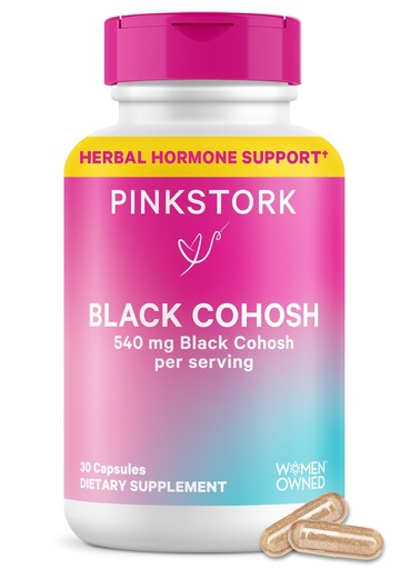 [BRSROGIKCIOQOAY7] Pink Stork Black Cohosh Supplements for Women, 540 mg, 30 Capsules | Pure Black Cohosh, Supports Hormone Balance for Fertility, Perimenopause + Menopause Comfort