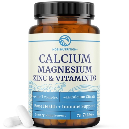 [BRSREFQRPMBWODTD] Calcium Magnesium Zinc D3 Supplement | Strong Bones, Healthy Teeth & Immune Support | Calcium Citrate Magnesium and Zinc with Vitamin D3 | 4-in-1 Cal Mag Supplement | 90 Tablets (1 Month Supply)