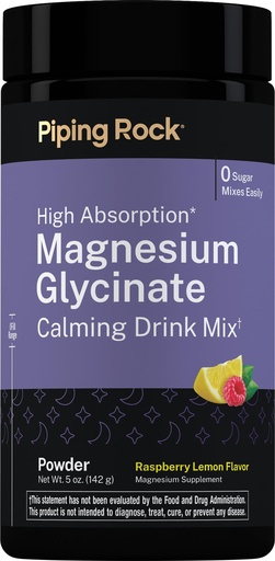 [BRSREBAOO57AKC3K] Piping Rock Magnesium Glycinate | 5 oz Powder | Calming Drink Mix | High Absorption | Raspberry Lemon Flavor | Non-GMO, Gluten Free Supplement