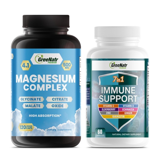 [BRSRABQFCB6BUFI4] Magnesium Supplement with Glycinate, Citrate, Malate & Oxide Plus Immune Support with Vitamin C, D3, Zinc 50mg, Quercetin, Echinacea Purpurea, Sambucus Elderberry and Ginger