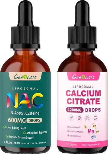 [BRSREFAEDNYGY3TD] Liposomal Liquid NAC & Calcium Citrate Drops, N Acetyl Cysteine & Calcium Magnesium Zinc Supplement for Kids & Adults