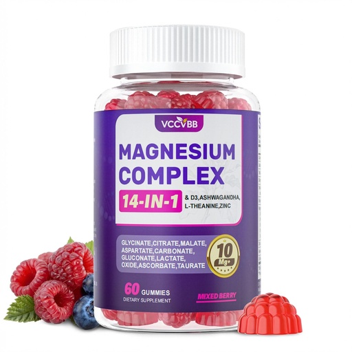 [BRSRGYA6CEGRU2DA] Magnesium Complex Gummies, Ashwagandha, Zinc, Vitamin D3, L-Theanine, Sugar Free 14-in-1 Magnesium with Glycinate Citrate, Malate for Sleep Muscle & Immune Support, 350mg 60-Day Supply (Mixed Berry)