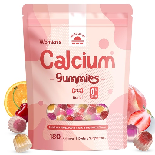 [BRSREAITPIMGMDQV] Calcium Gummies for Women – 1500mg Calcium Citrate with Vitamin D3, K2, Magnesium, Zinc, Boron & Soy Isoflavones – Calcium Supplement, Vegan, Zero Sugar, Mixed Fruit Flavors, 180 Count