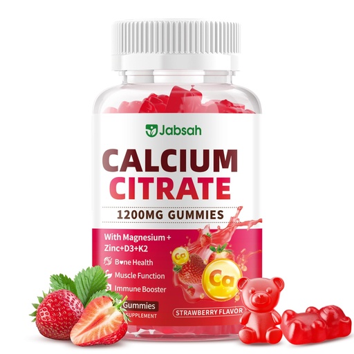 [BRSREA35DJ7QYG34] Calcium Citrate Gummies 1200mg, High Absorption Calcium Supplements with Vitamin D3, K2, Magnesium, Zinc for Bone, Muscle & Immune Support, Calcium Gummies for Women & Men, Strawberry Flavor 60 Count