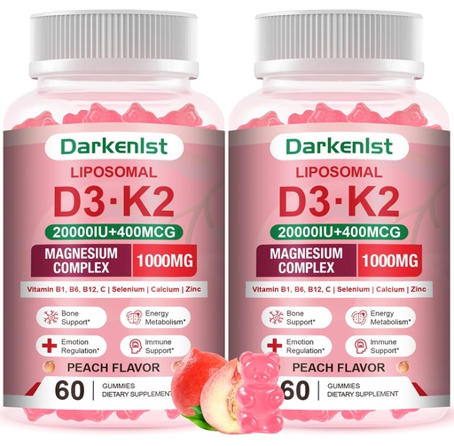 [BRSRECQCA4BR6CI7] 2 Pack Liposomal Vitamin 20,000IU D3 + 400mcg K2 Supplment,Complex Magnesium Glycinate, Malate & Citrate, Calcium, Zinc, Rich In Vitamins B & C, Stress Relief, Relaxation & Bone Support for Adults