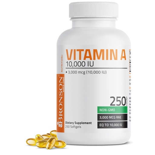 [BRSWIYT7DEOAOYA7] Bronson Vitamin A 10,000 IU Premium Non-GMO Formula Supports Healthy Vision & Immune System and Healthy Growth & Reproduction, 250 Softgels