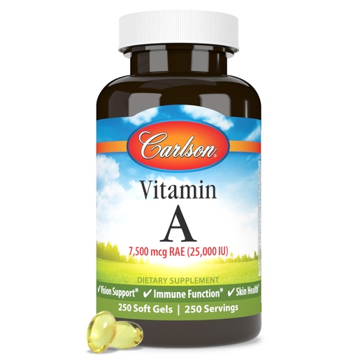 [BRSWIYILOAMWAETU] Carlson - Vitamin A, 25000 IU (7500 mcg RAE), Immune Support, Vision Health, Antioxidant, Vitamin A Supplements, 250 Softgels