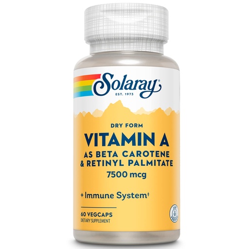 [BRSWIYTYO4GRQ3D4] SOLARAY Dry Form Vitamin A - Vitamin A as 60% Beta Carotene and 40% Retinyl Palmitate with Carrot Powder - Eyes, Antioxidant Activity, and Immune System Support - 60 Servings, 60 VegCaps