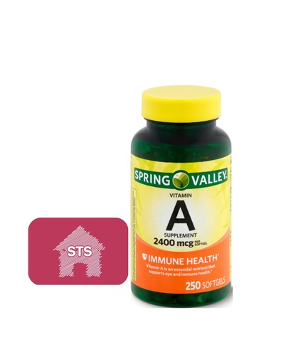 [BRSRMBQQOYBREFLA] Spring Valley Vitamin A Supplement 2400 mcg, 250 Count + STS Sticker.