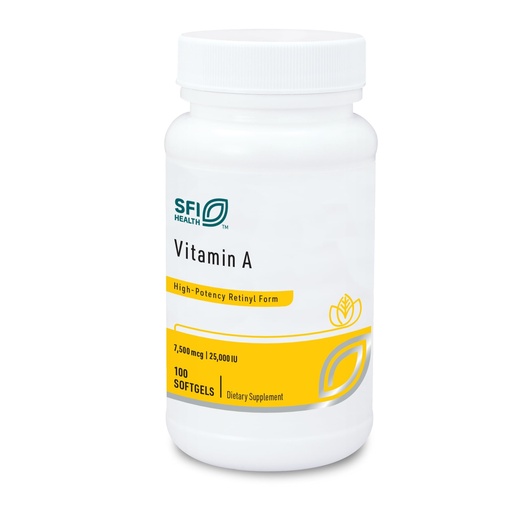[BRSWKZDQAAAQ22A5] Klaire Labs SFI Health Vitamin A - High Potency 25000 IU Dose (7,500mcg RAE) from Fish Liver Oil, Preformed Retinol Form (100 Softgels)