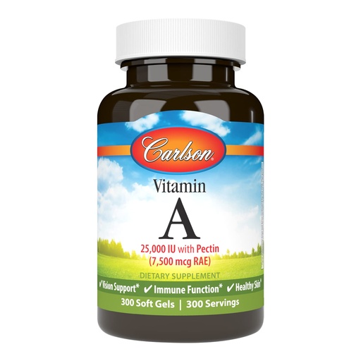 [BRSWECQ2OAFAKETH] Carlson - Vitamin A, 25000 IU (7500 mcg RAE) with Pectin, Vision Health, Helps Night Vision, Skin Health, 300 Softgels
