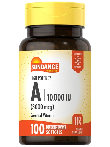 [BRSWYCY3CEHBSHT5] Sundance High Potency Vitamin A Softgels | 3000mcg | 100 Count | Essential Vitamin | Non-GMO and Gluten Free Supplement