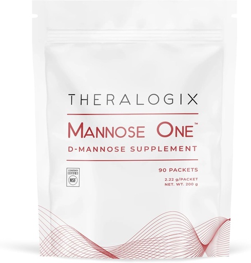 [BRSROAQYDIFAIAD7] Theralogix Mannose One D-Mannose Powder - 90-Day Supply - Поддръжка на пикочния тракт Здраве с 2000 mg D-Mannose * - NSF Certified - 90 Packets
