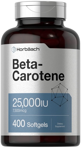 [BRSW2ZQHDJYRE3LP] Horbäach Beta Carotene Supplement | 25000 IU Softgels | 7,500 mcg | Vitamin A | 400 Count | Non-GMO and Gluten Free Formula