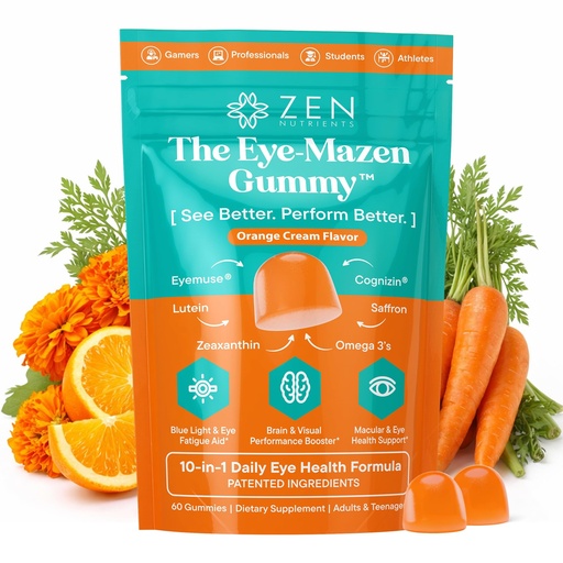 [BRSRGZL4AAJQKEY6] The Eye-Mazen Gummy Eye Vitamins for Vision and Eye Health - Lutein and Zeaxanthin Supplements for Eyes with Omega 3 & Vitamin A - Eye Supplements for Adults, Kids & Seniors