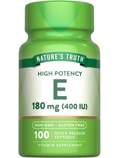 [BRSWGCT4AEPGYF3D] Nature's Truth Vitamin E Softgels | 400 IU 180mg | 100 Count | Non-GMO & Gluten Free Supplement