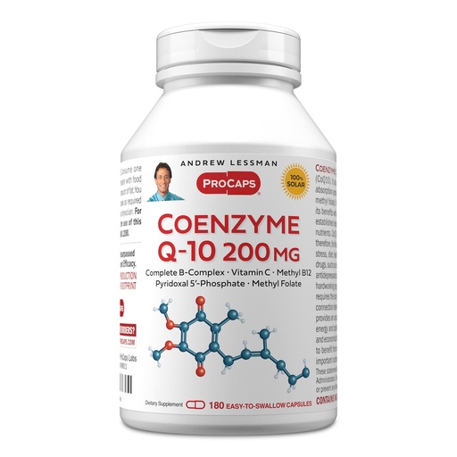 [BRSWKHQQBEMWM3IY] ANDREW LESSMAN Coenzyme Q-10 200 mg 180 Capsules - Essential for Energy Production and Optimum Key Organ Function, Anti-Oxidant Support, Depleted by Aging, Plus B-Complex. Easy to Swallow Capsules