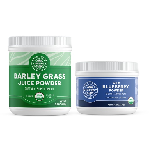 [BRSRGYAPBUIQG3T7] Vimergy Barley Grass Juice Powder (250 g) & Wild Blueberry Powder (120g) Bundle