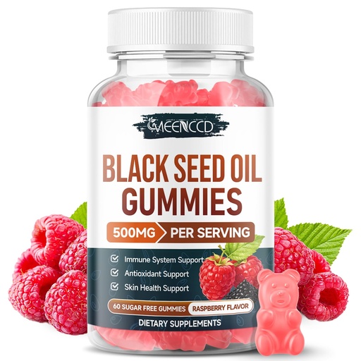 [BRSRGZ33OR7QO33X] MEENCCD Black Seed Oil Gummies, Nigella Sativa Black Seed Oil Supplement for Antioxidant Support, Vegan, Non-GMO, Suagr-Free, Raspberry Flavor, 60 Count