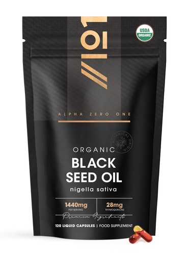 [BRSROBTQOUJWMDQV] ALPHA01 Organic Black Seed Oil Capsules 1440mg – 4X% Thymoquenine - 120 Count – Ethiopian Nigella Sativa - 100% Cold Pressed & Virgin Cumin Seed Oil