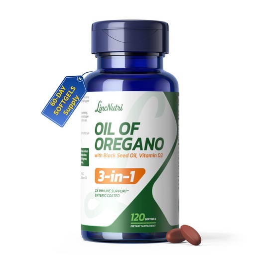 [BRSRGYIZOEHAEHTJ] Oil of Oregano with Black Seed Oil & Vitamin D3 — 165mg Carvacrol,Enteric-Coated Softgels for Immune, Digestive & Seasonal Support*,120 Softgels,60-Day Supply,Non-GMO,Gluten-Free,Soy-Free
